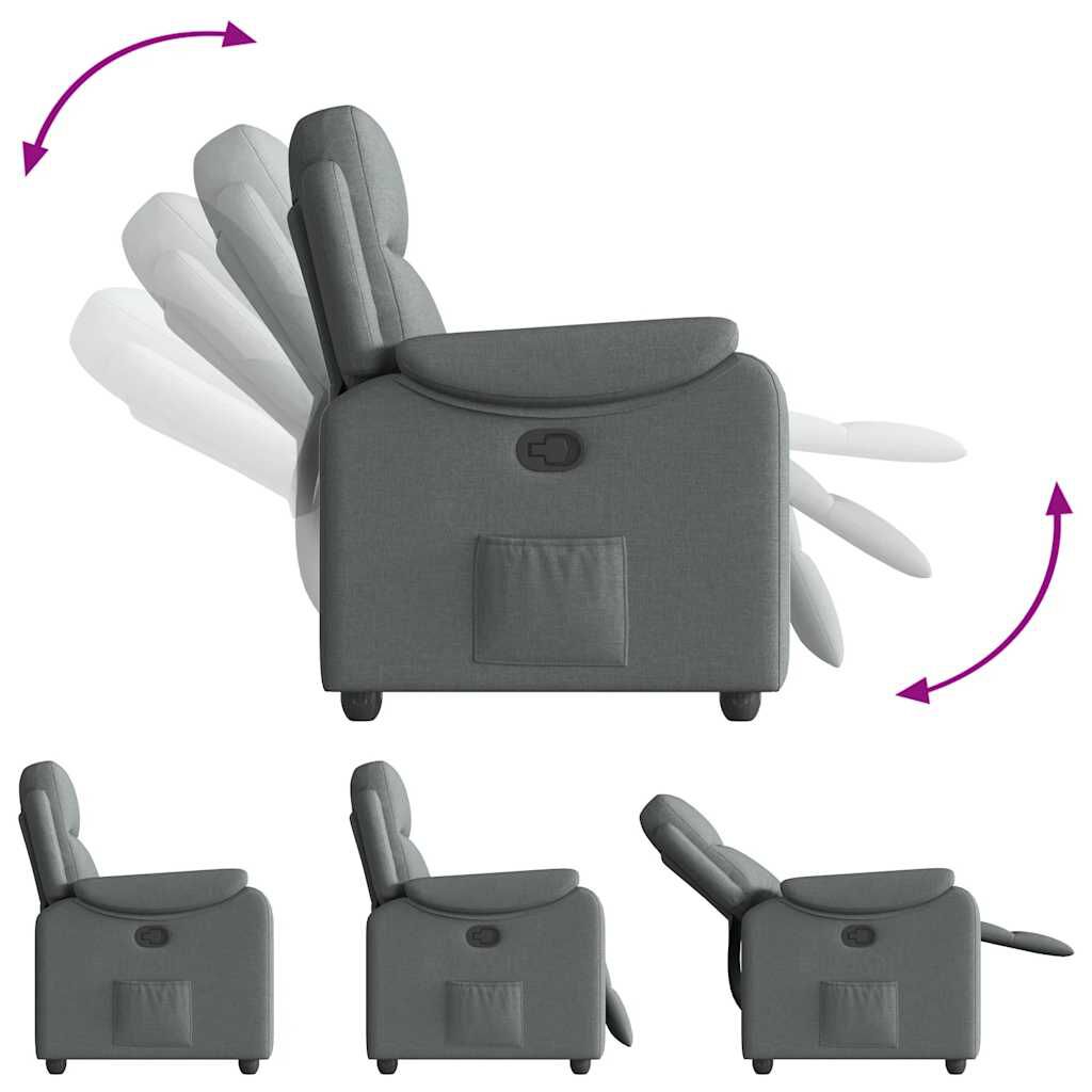 vidaXL Recliner Chair Dark Grey Fabric