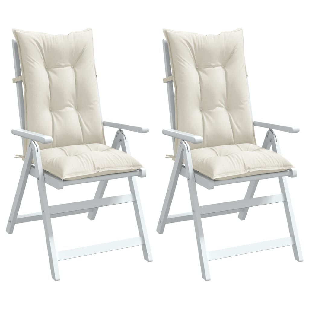 vidaXL Highback Chair Cushions 2 pcs Melange Cream 120x50x7 cm Fabric