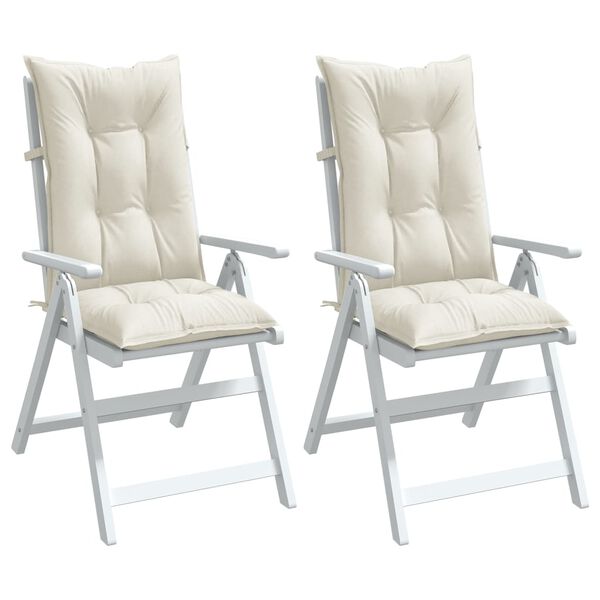 vidaXL Highback Chair Cushions 2 pcs Melange Cream 120x50x7 cm Fabric