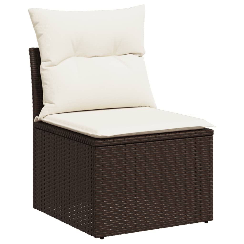 vidaXL 10 Piece Garden Sofa Set with Cushions Brown Poly Rattan