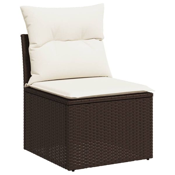 vidaXL 10 Piece Garden Sofa Set with Cushions Brown Poly Rattan