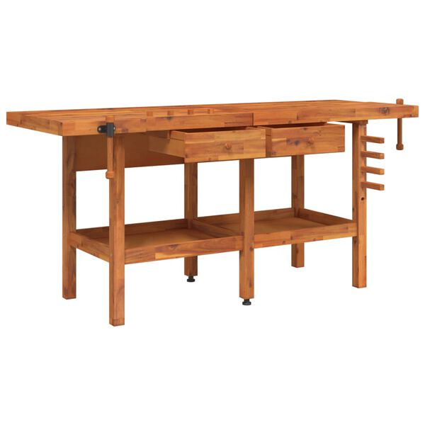vidaXL Workbench with Drawers and Vices 192x62x83 cm Solid Wood Acacia