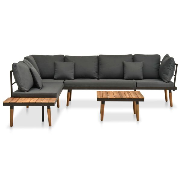 vidaXL 4 Piece Garden Lounge Set with Cushions Solid Acacia Wood