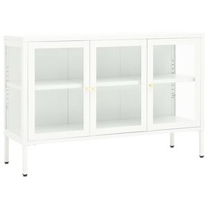 vidaXL Sideboard White 105x35x70 cm Steel and Glass
