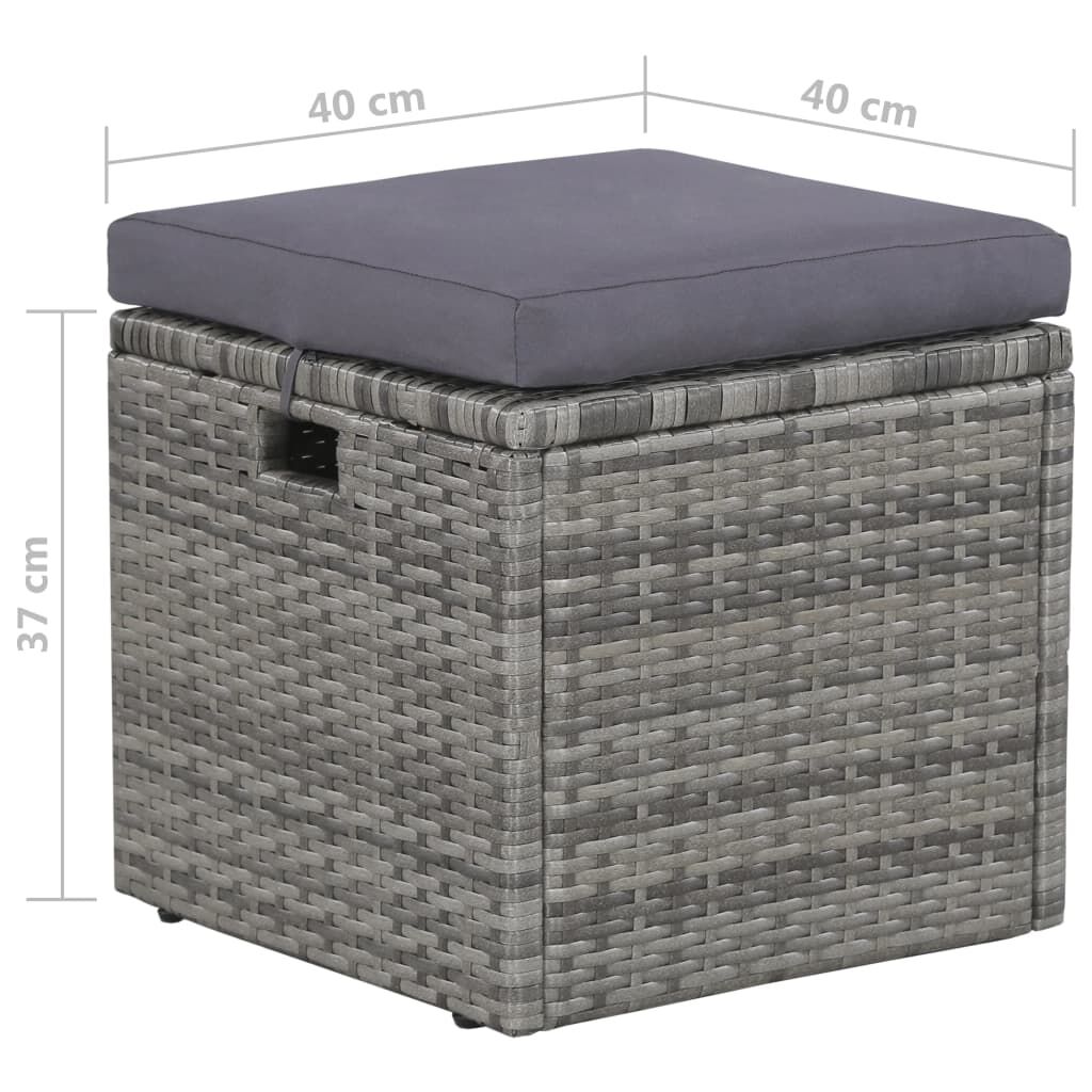 vidaXL 6 Piece Garden Lounge Set with Cushions Poly Rattan Grey