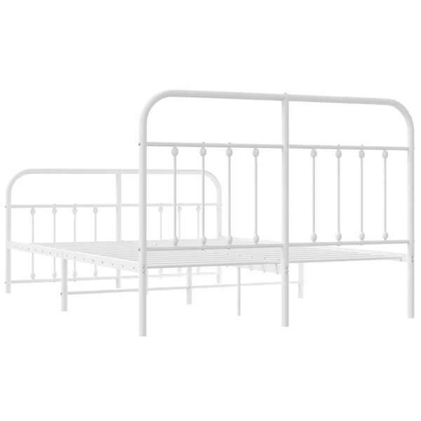 vidaXL Metal Bed Frame without Mattress with Footboard White 150x200cm