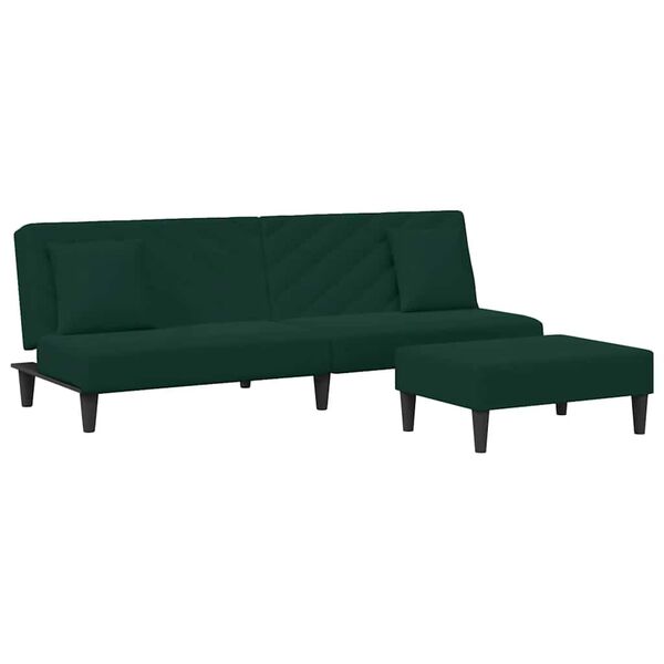 vidaXL 2 Piece Sofa Set with Pillows Dark Green Velvet