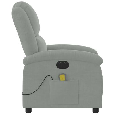 vidaXL Electric Massage Recliner Chair Light Grey Velvet