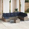 vidaXL Sofa Set with Cushion 9 pcs Grey Poly Rattan