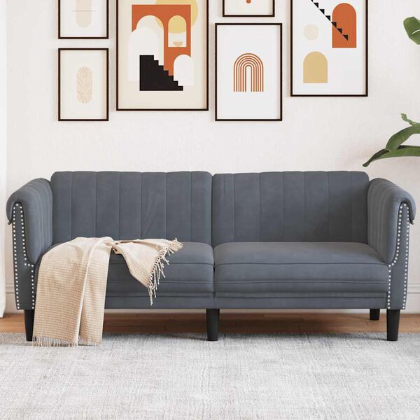 vidaXL Sofa 2-Seater Dark Grey Velvet