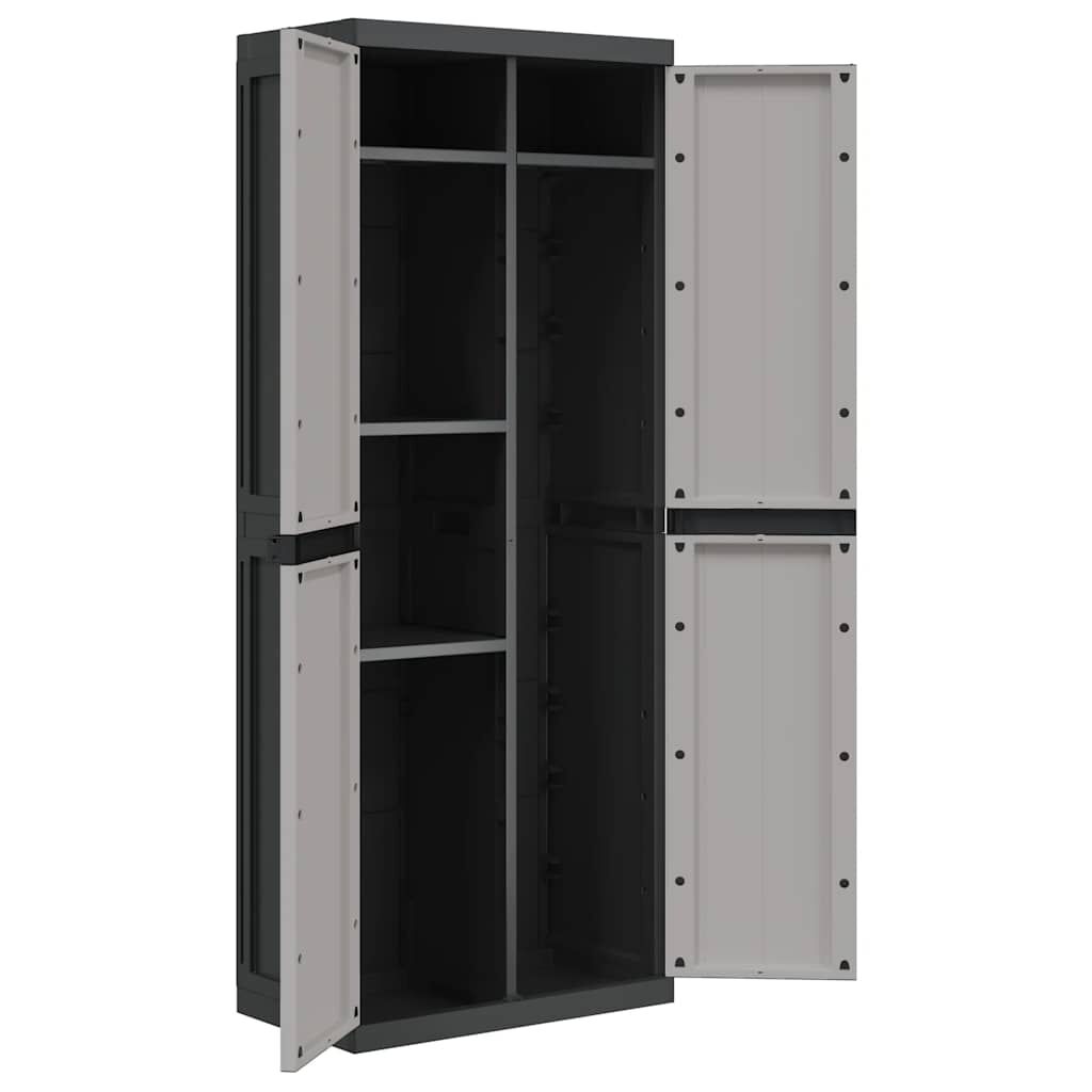 vidaXL Outdoor Storage Cabinet Grey and Black 65x37x165 cm PP