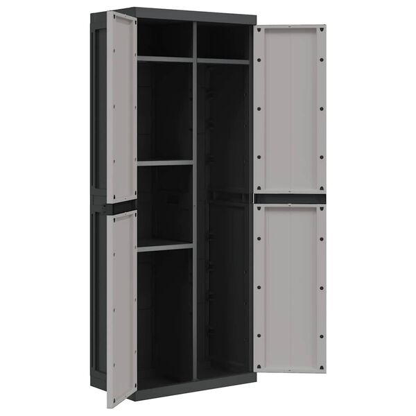 vidaXL Outdoor Storage Cabinet Grey and Black 65x37x165 cm PP