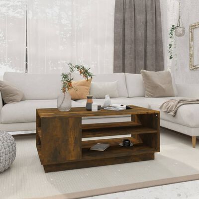 vidaXL Coffee Table Smoked Oak 102x55x43 cm Engineered Wood