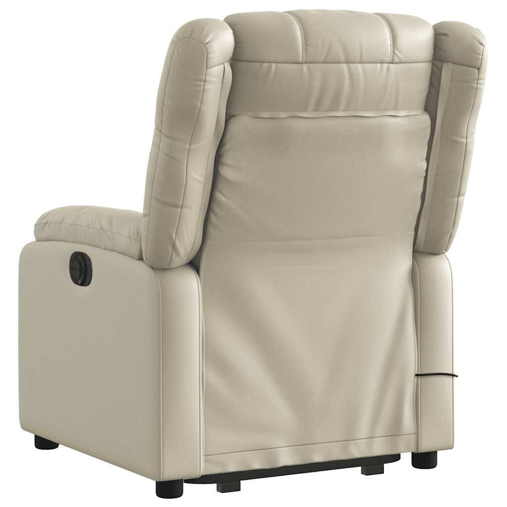 vidaXL Stand up Massage Recliner Chair Cream Faux Leather