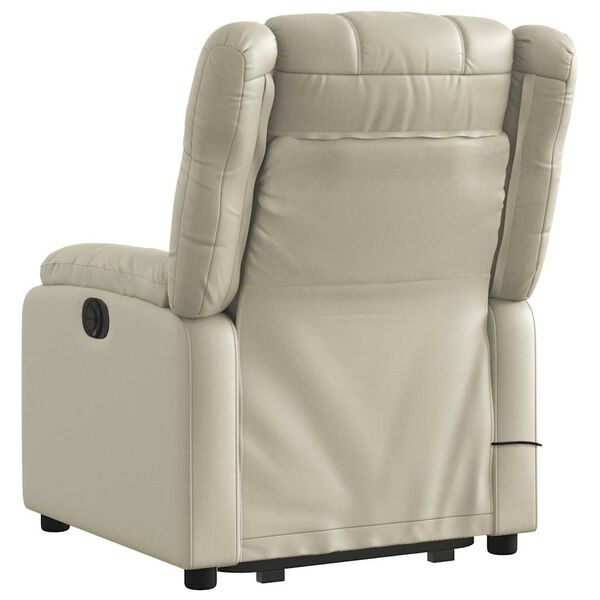 vidaXL Stand up Massage Recliner Chair Cream Faux Leather