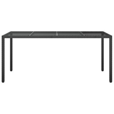 vidaXL Garden Table Black 190x90x75 cm Tempered Glass and Poly Rattan