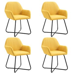 vidaXL Dining Chairs 4 pcs Yellow Fabric