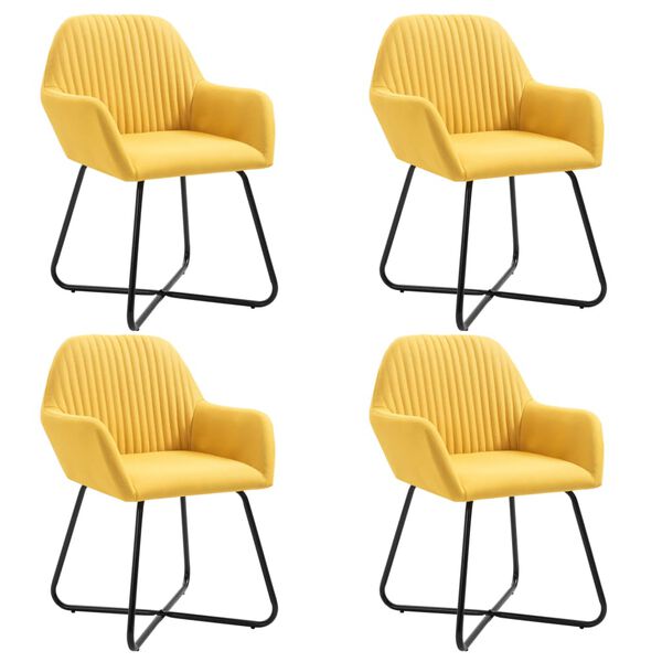 vidaXL Dining Chairs 4 pcs Yellow Fabric
