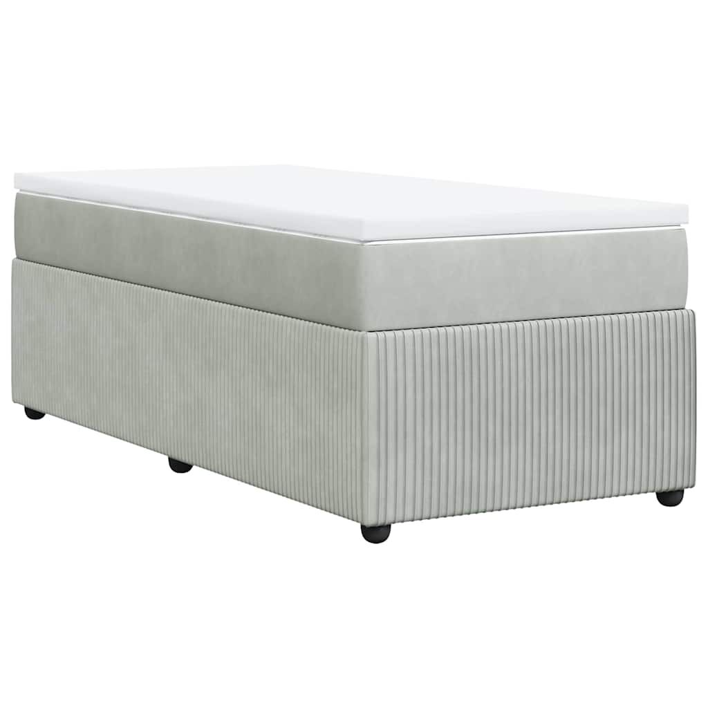 vidaXL Box Spring Bed with Mattress Light Grey Twin Velvet