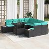 vidaXL Garden Sofa Set with Cushion 9 pcs Black Poly Rattan