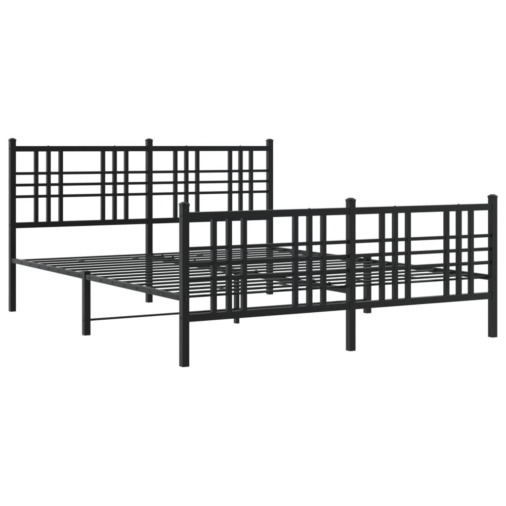 vidaXL Metal Bed Frame without Mattress with Footboard Black 150x200cm