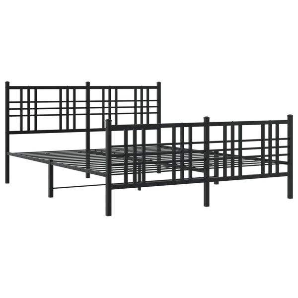 vidaXL Metal Bed Frame without Mattress with Footboard Black 150x200cm