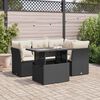 vidaXL 5 Piece Garden Sofa Set with Cushions Black Poly Rattan