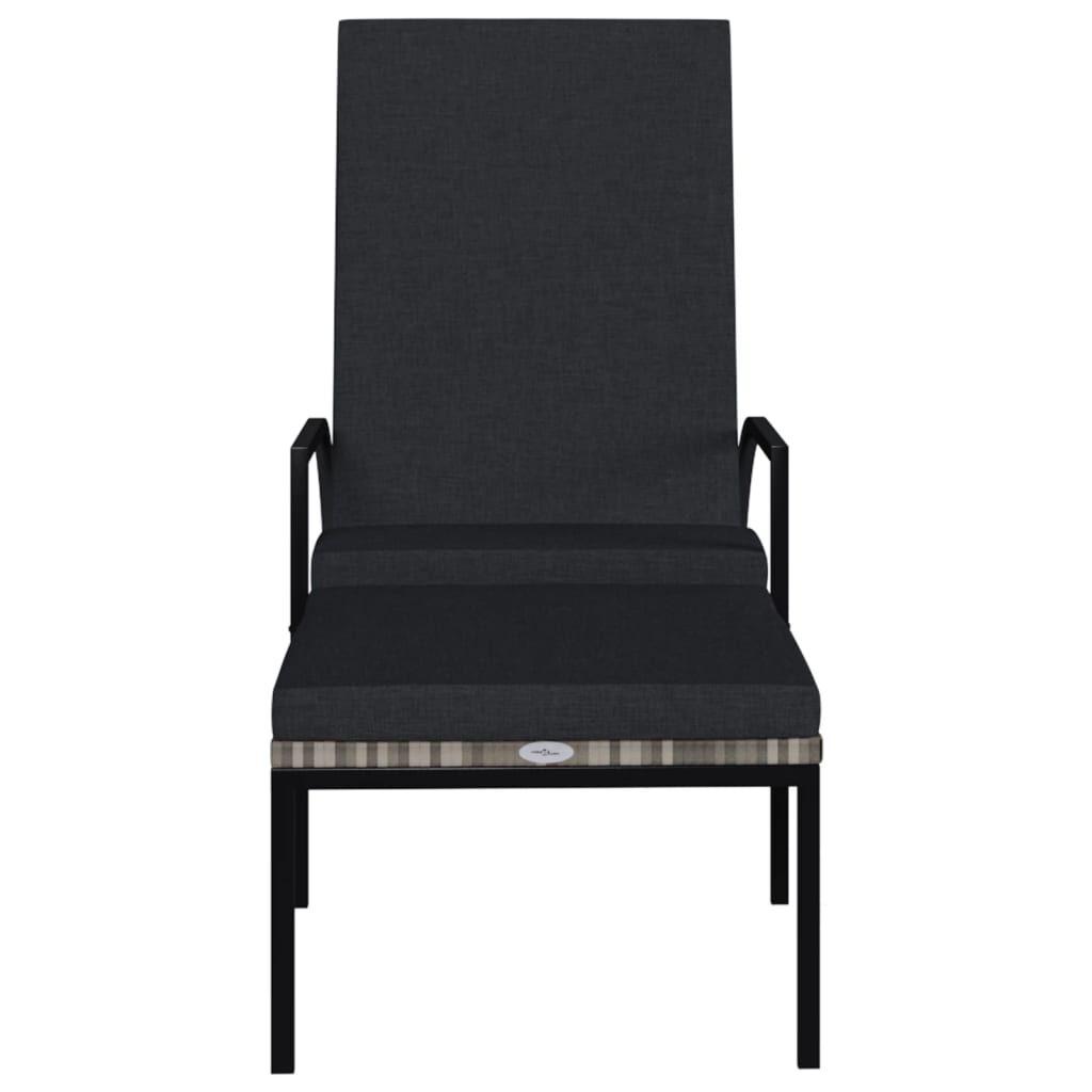 vidaXL Sun Loungers 2 pcs with Footrest PE Rattan Grey