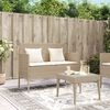 vidaXL Garden Bench with Cushions Beige Poly Rattan