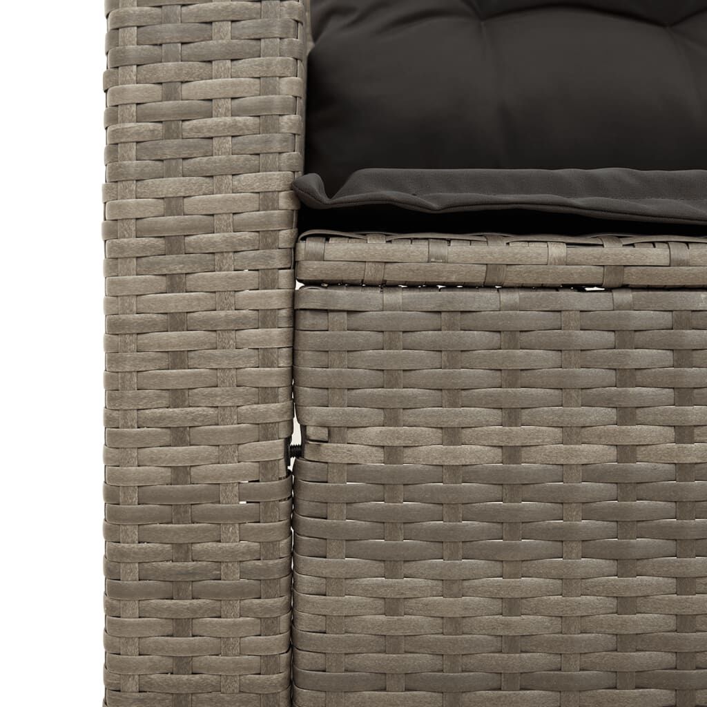vidaXL 3 Piece Garden Sofa Set with Cushions Grey Poly Rattan