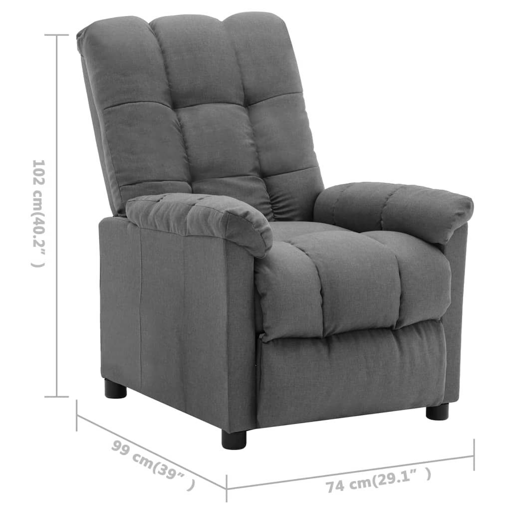 vidaXL Electric Recliner Chair Light Grey Fabric
