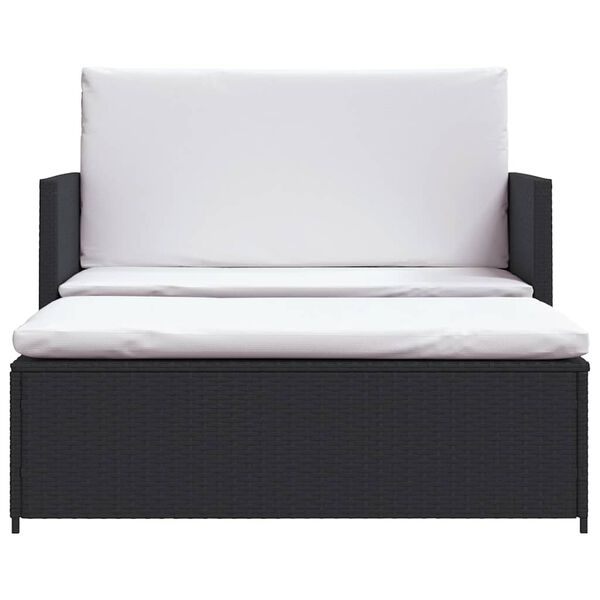 vidaXL 2 Piece Garden Lounge Set with Cushions Poly Rattan Black