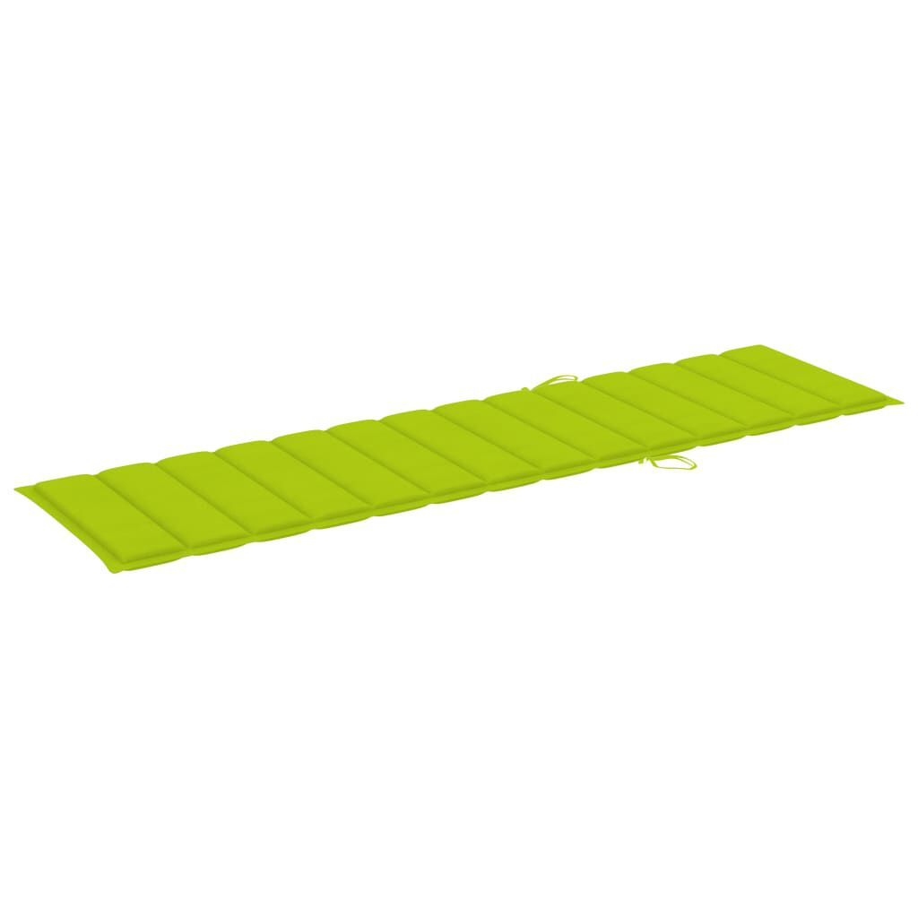 vidaXL Sun Lounger with Bright Green Cushion Solid Teak Wood