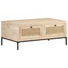 vidaXL Coffee Table 90x50x37 cm Solid Mango Wood and Natural Cane