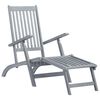 vidaXL Outdoor Deck Chair with Footrest and Cushion Solid Acacia Wood