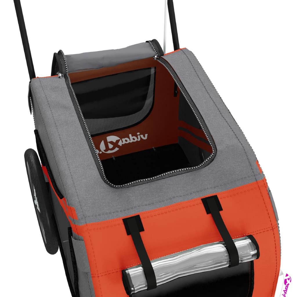 vidaXL Pet Bike Trailer Orange and Black Oxford Fabric and Iron