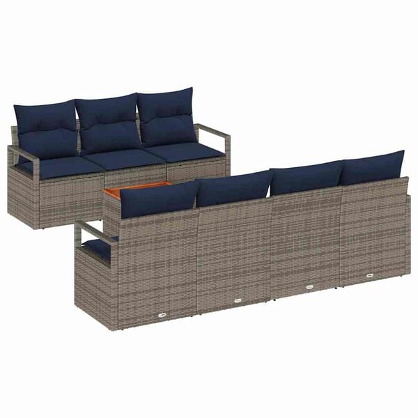 vidaXL Garden Sofa Set with Cushion 8 pcs Grey Poly rattan