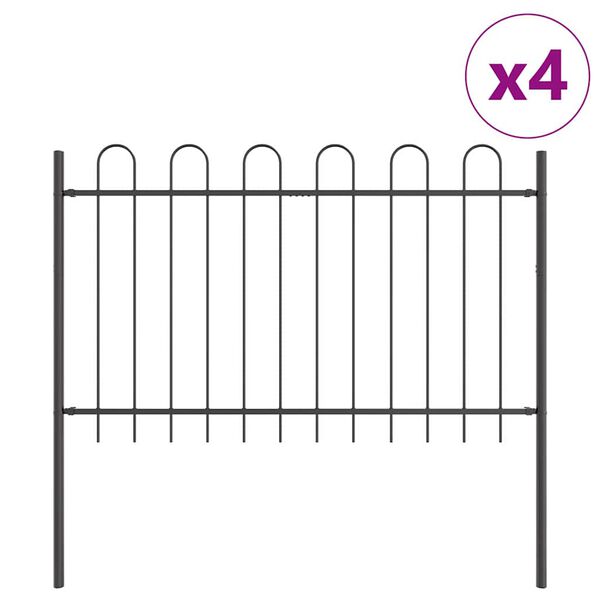 vidaXL Garden Fence 4 pcs Grey 6.8 x 0.8 m Powder-coated Steel