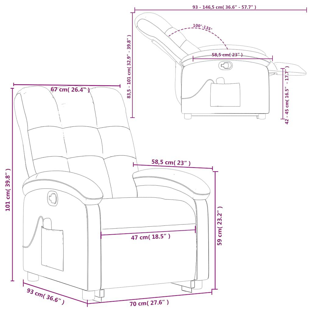 vidaXL Stand up Massage Recliner Chair Dark Green Fabric