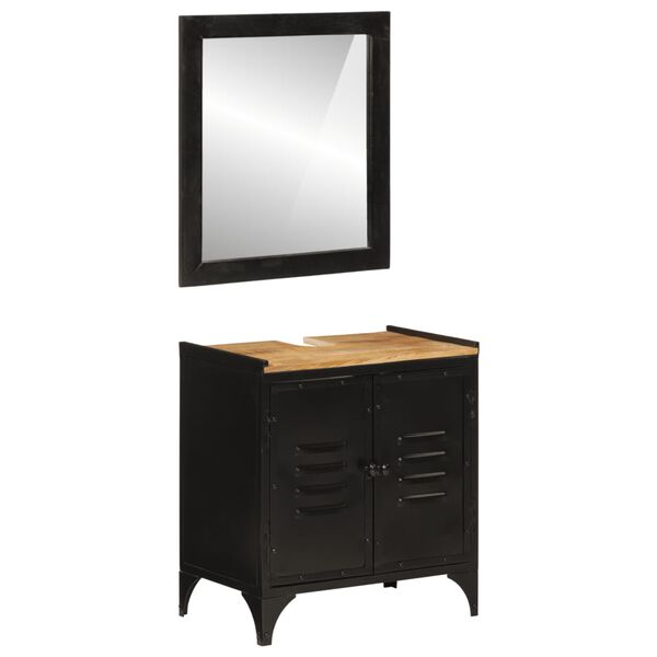 vidaXL 2 Piece Bathroom Furniture Set Iron and Solid Wood Mango