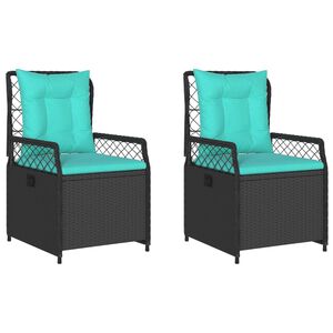 vidaXL Reclining Garden Chairs 2 pcs Black Poly Rattan