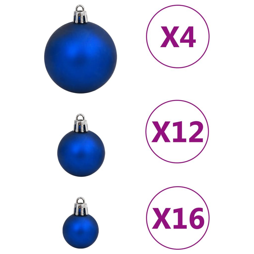 vidaXL 111 Piece Christmas Bauble Set Blue Polystyrene