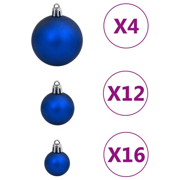 vidaXL 111 Piece Christmas Bauble Set Blue Polystyrene