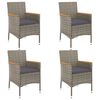 vidaXL 5 Piece Garden Dining Set with Cushions Grey Poly Rattan