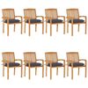 vidaXL Stacking Garden Chairs with Cushions 8 pcs Solid Teak Wood