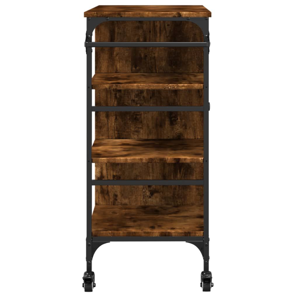vidaXL Kitchen Trolley Smoked Oak 87.5x38.5x84.5 cm Engineered Wood