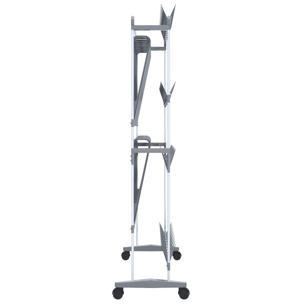 vidaXL Shoe Rack with Wheels Silver 89x27x120 cm