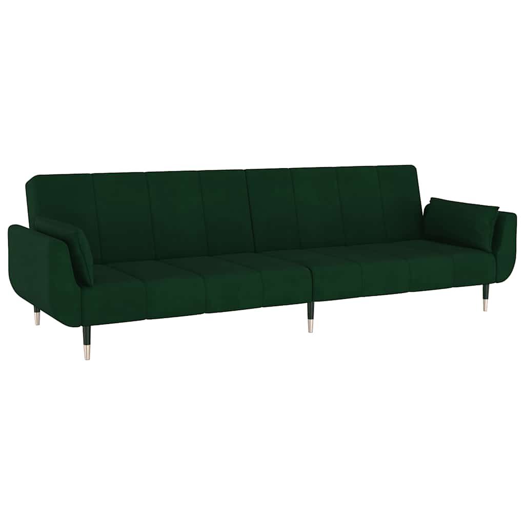 vidaXL 2-Seater Sofa Bed with Two Pillows Dark Green Velvet