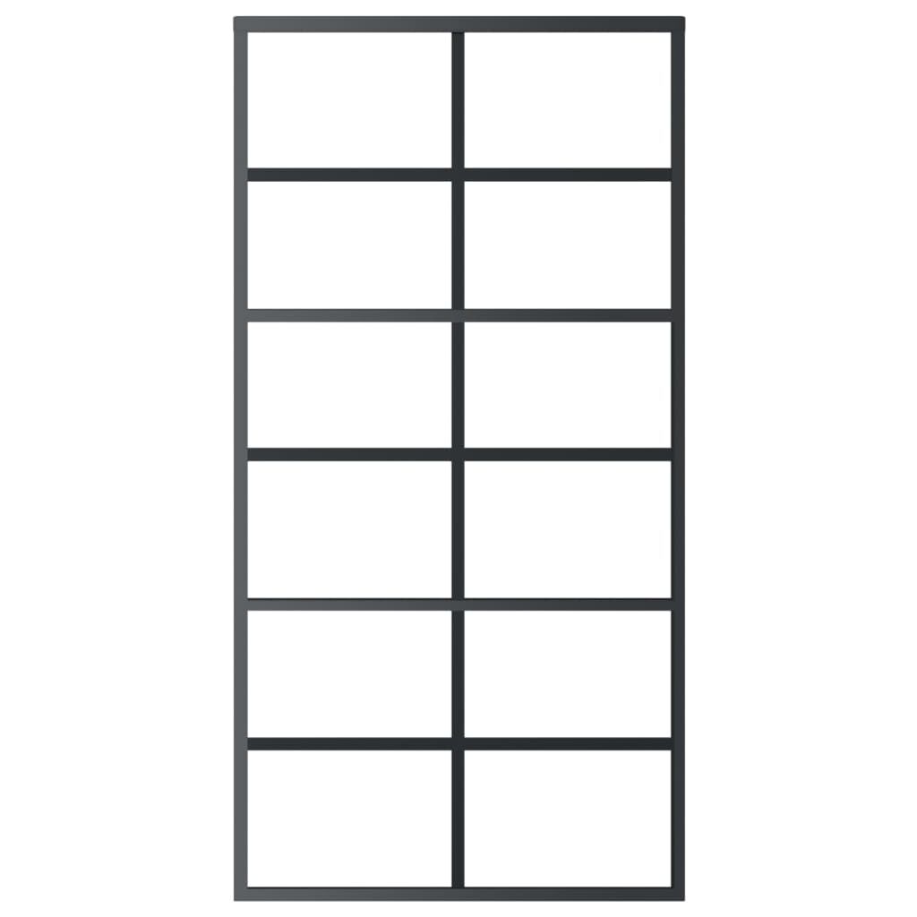 vidaXL Sliding Door ESG Glass and Aluminium 102x205 cm Black