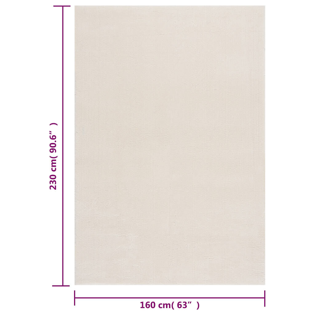 vidaXL Washable Rug Soft Shaggy Cream 160x230 cm Anti Slip